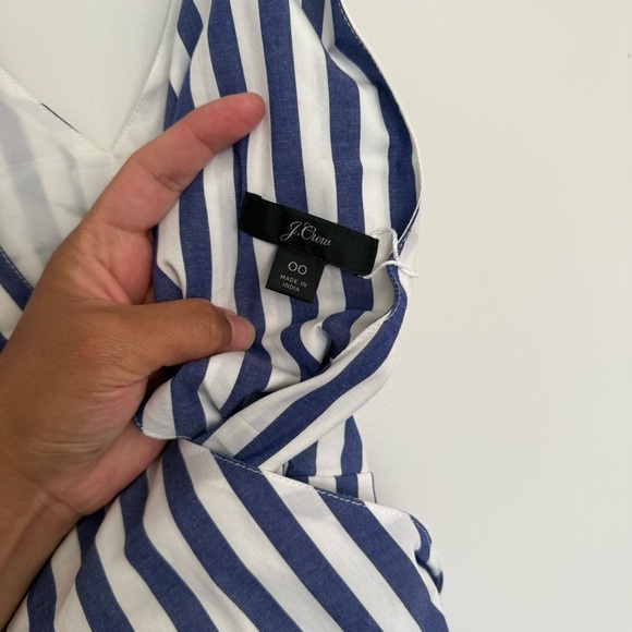 J. Crew Blue and White Striped Wrap Jumpsuit - Picture 11 of 13